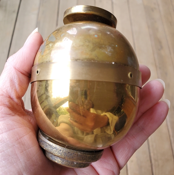 Vintage Brass Egg Shaped Coin Bank - Picture 4 of 5